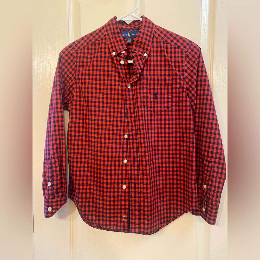 Ralph Lauren Button Down Boys Size M 10-12.